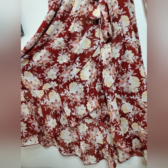 Womens Floral Boho Faux Wrap Midi Dress Size Small - Picture 8 of 16
